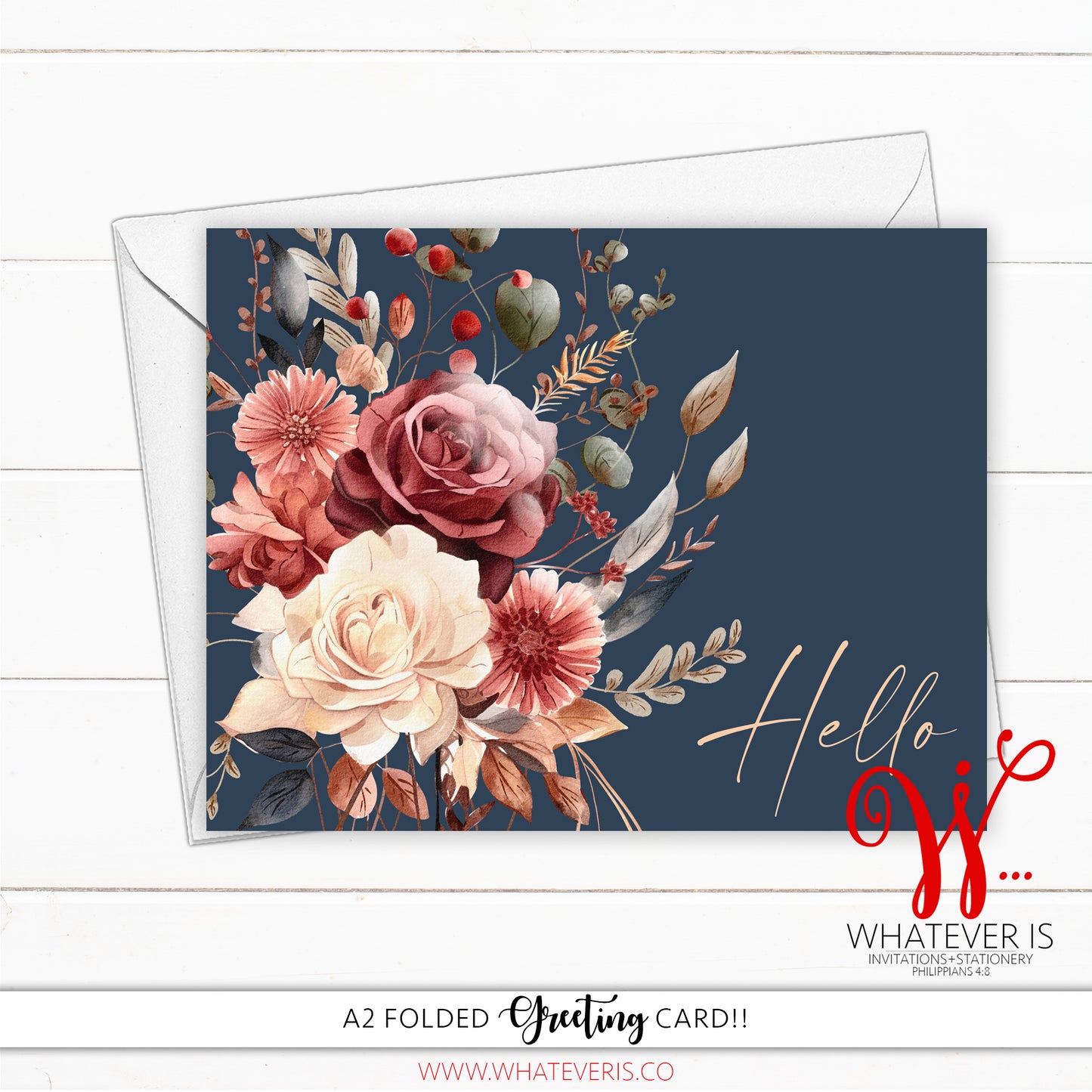 A2 Navy Moody Floral Encouragement Cards (Set of 12)