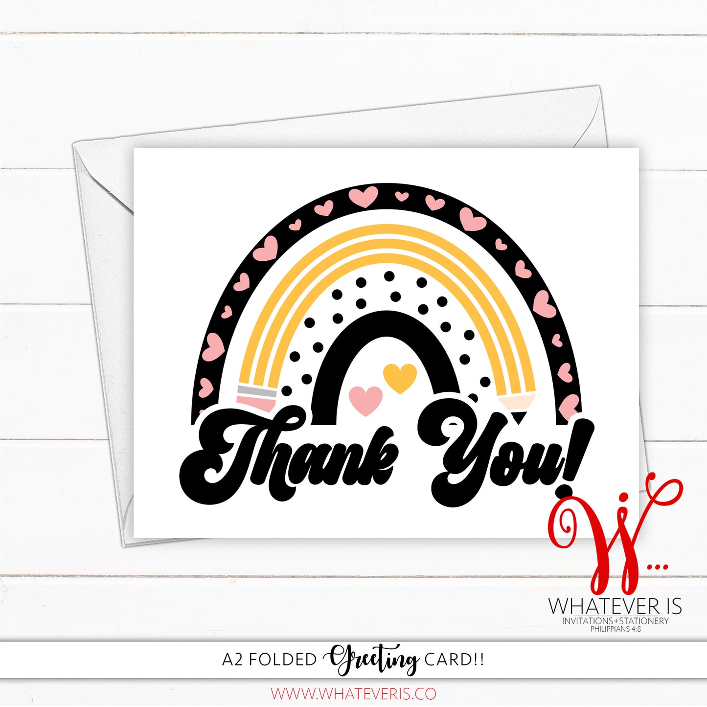 Teacher Rainbow Pencil Thank You Cards
