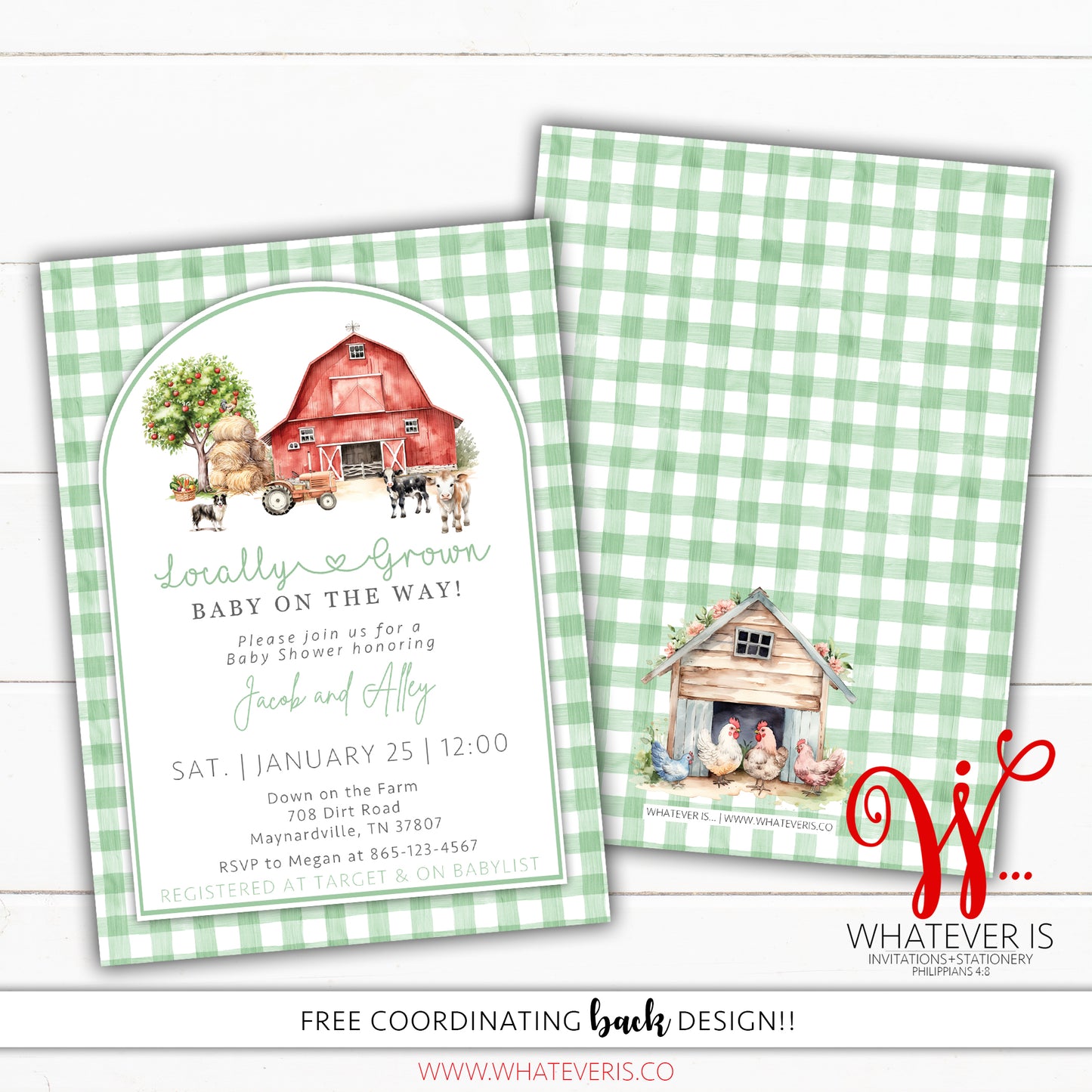 Locally Grown Farm Baby Shower Invitation