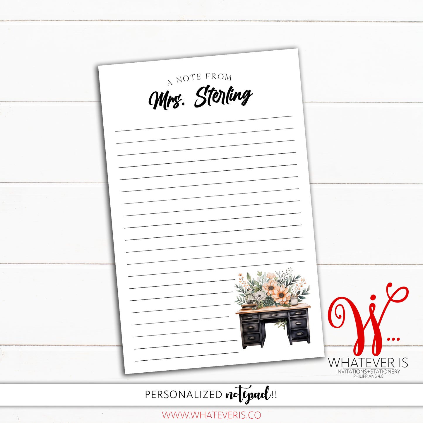 Note from Mrs. Teacher Notepad