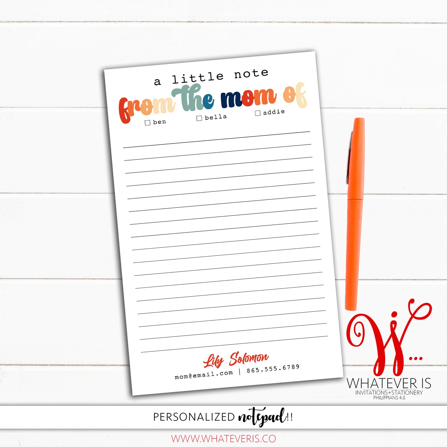 A little Note From Mom Notepad