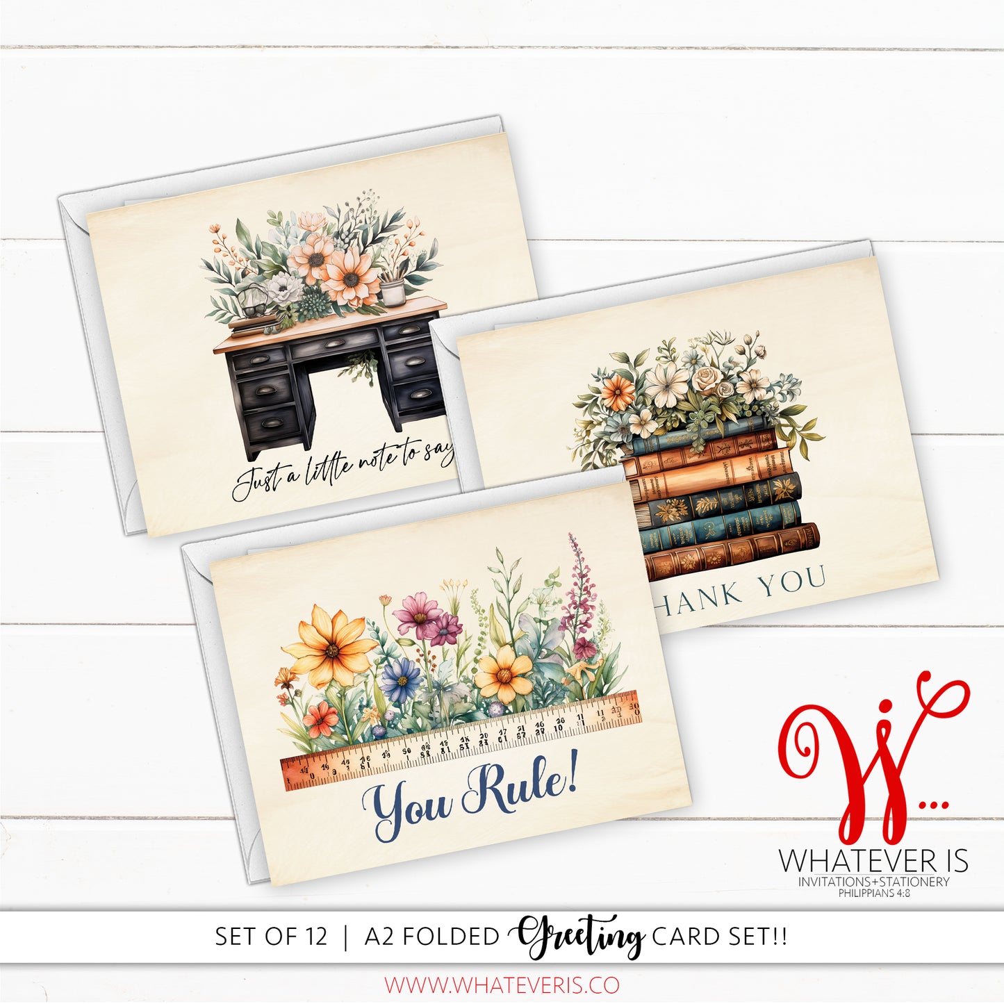 School Teacher Watercolor Notecard Card Set