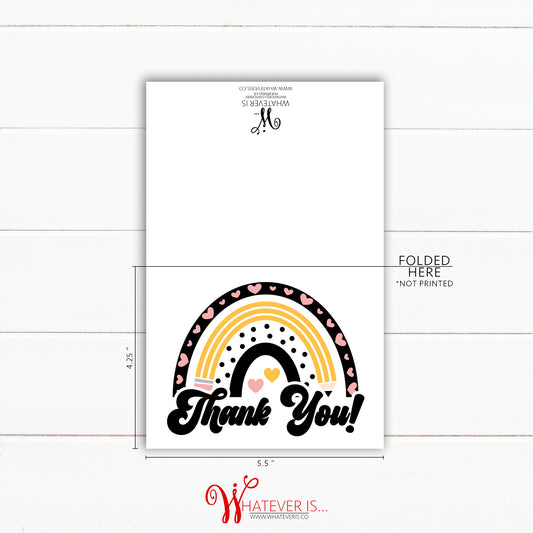 Teacher Rainbow Pencil Thank You Cards