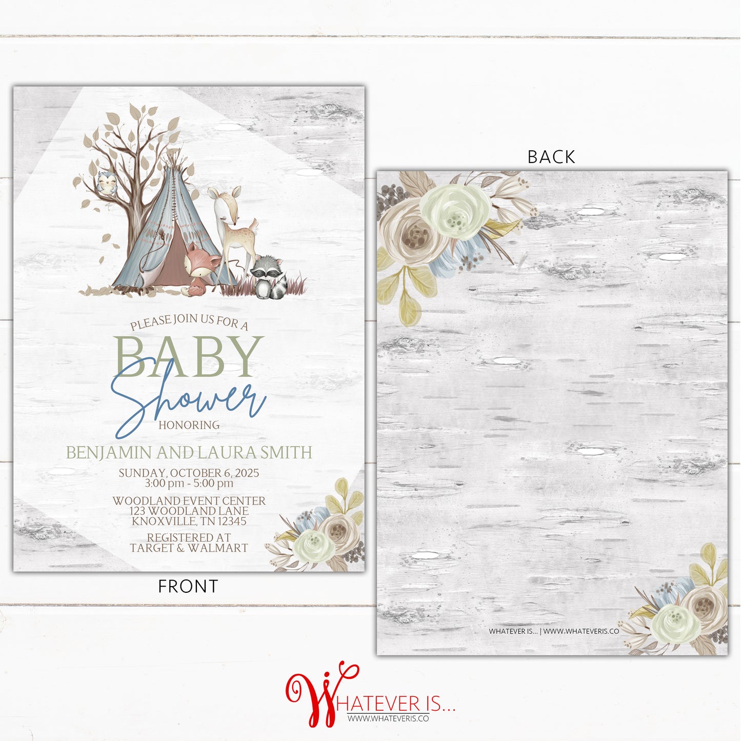 Woodland Animal Baby Shower Invitation