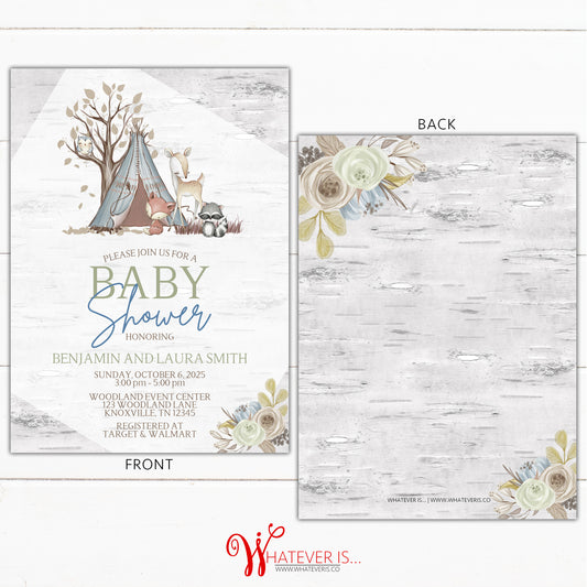 Woodland Animal Baby Shower Invitation