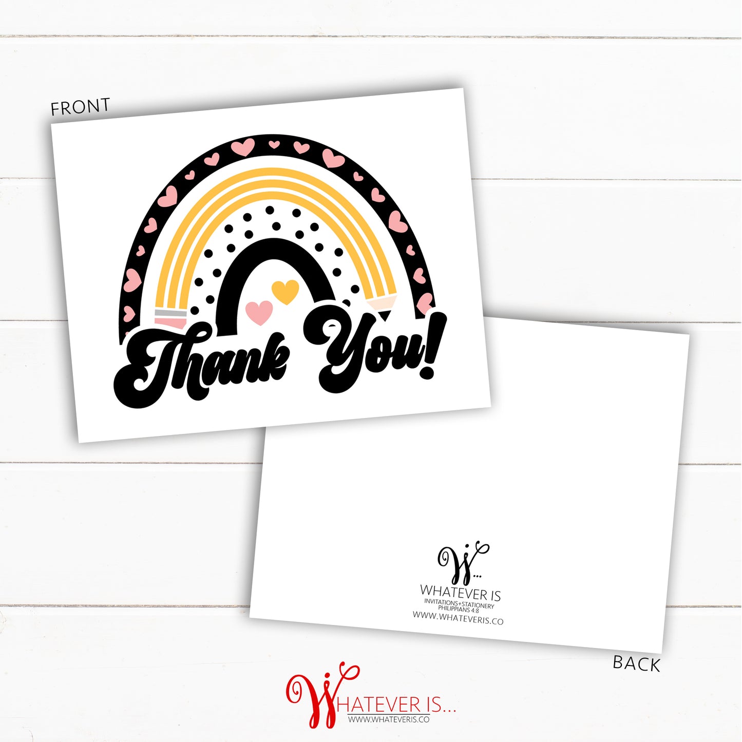 Teacher Rainbow Pencil Thank You Cards