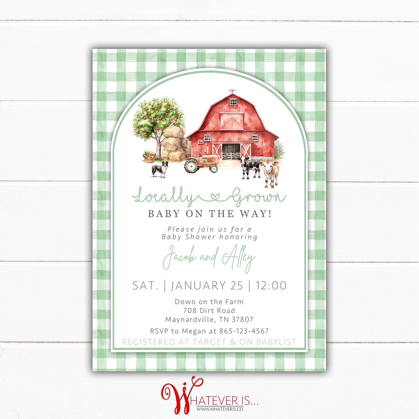 Locally Grown Farm Baby Shower Invitation