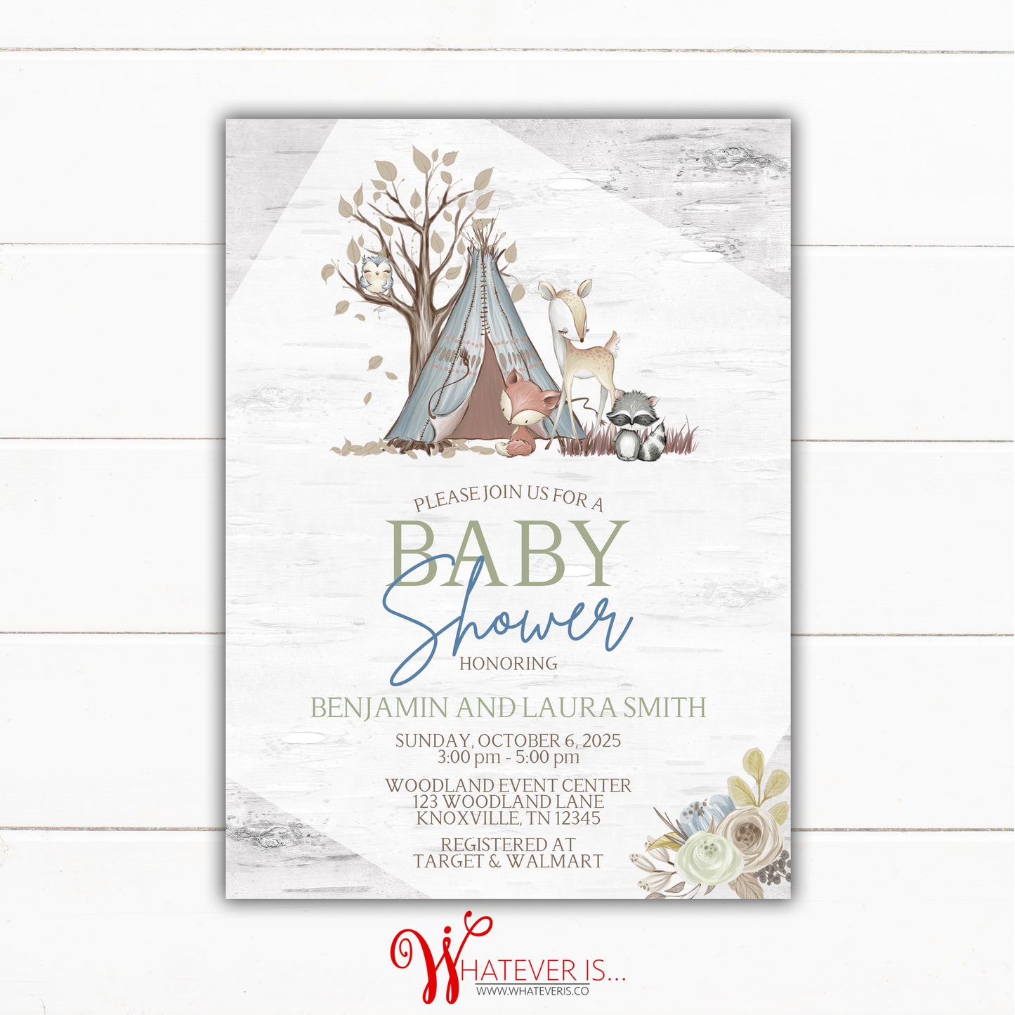 Woodland Animal Baby Shower Invitation