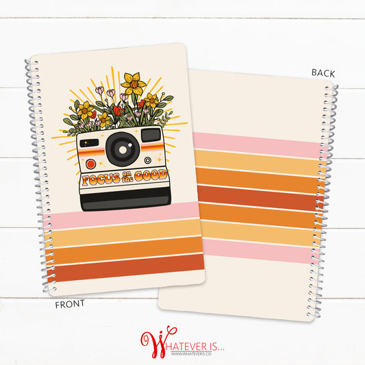 Focus on the Good Retro Camera • 100 Lined Pages (50 Sheets) Notebook