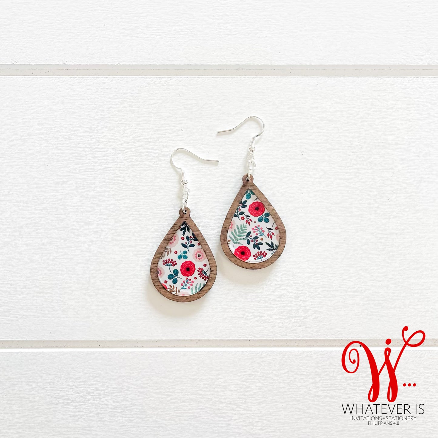 Teardrop Shape Floral Earrings