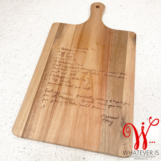 Handwritten Recipe Charcuterie Board