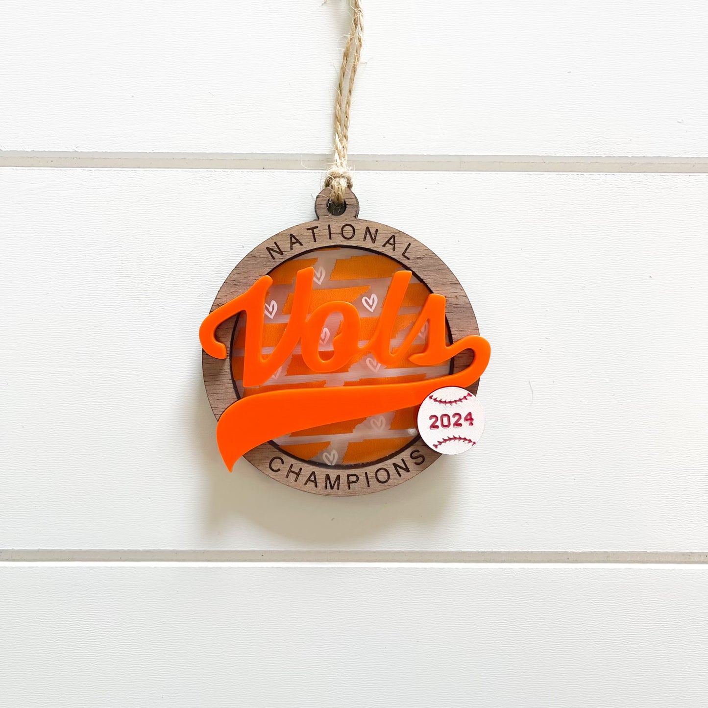 Tennessee Hearts Baseball National Champions Christmas Ornaments