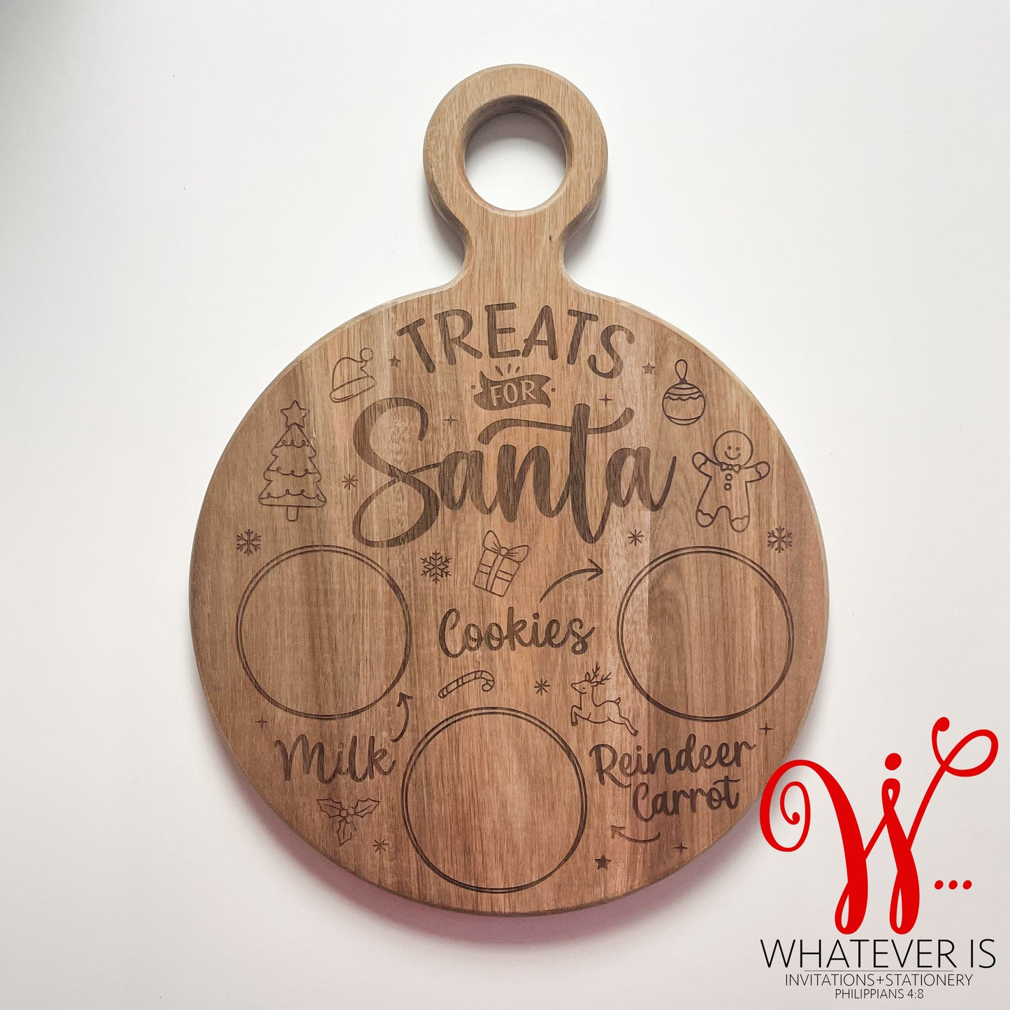 Treats for Santa Engraved Charcuterie Board