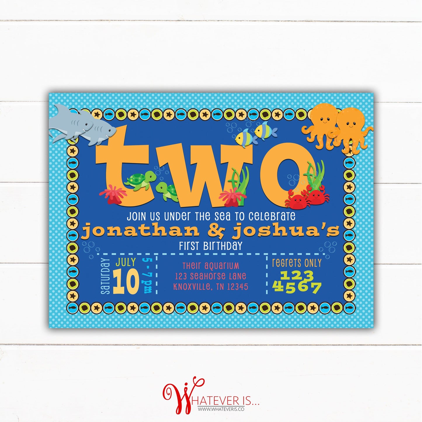 Under the Sea 2nd Birthday Invitation | Under the Sea Boy | Ocean Birthday | Fish Birthday | Under the Sea Boy Party | Printable Invitation