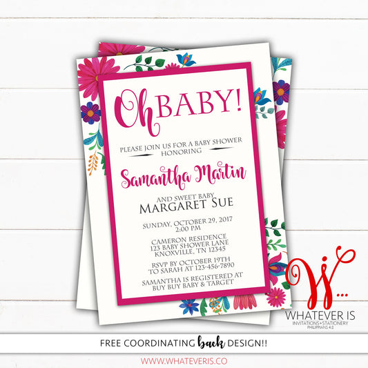 Oh Baby! Floral Baby Shower Invitation | Floral Baby Shower | Colorful Floral Baby Shower | Colorful Flowers Baby Shower | Printed | DIY