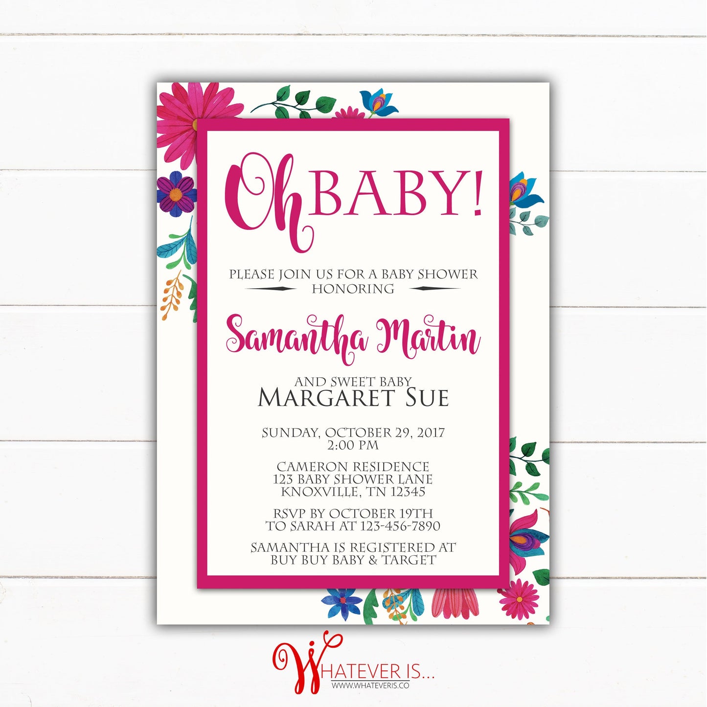 Oh Baby! Floral Baby Shower Invitation | Floral Baby Shower | Colorful Floral Baby Shower | Colorful Flowers Baby Shower | Printed | DIY