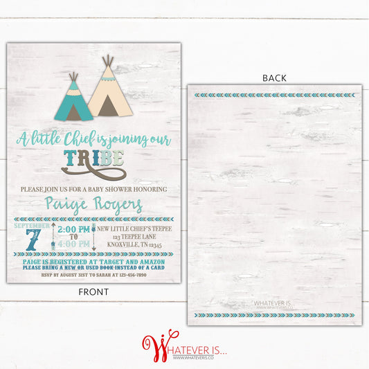 Tribal Teepee Baby Shower Printable Invitation