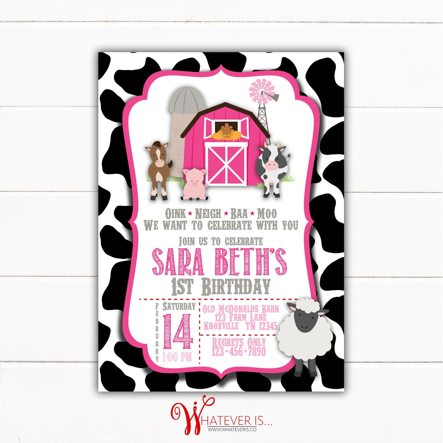 Pink Barnyard Farm Birthday Printable Invitation | Girl Farm Birthday | Farm Birthday Invitation | Farm Animal Birthday | Pink Farm Birthday
