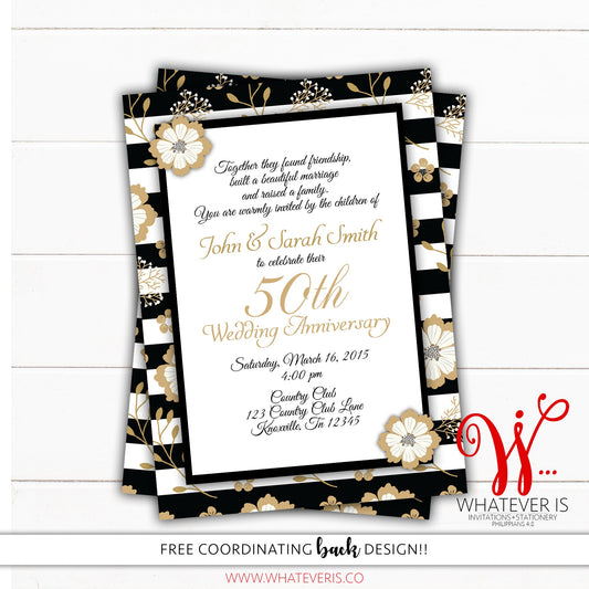 Black and Gold 50th Anniversary Invitation