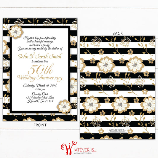 Black and Gold 50th Anniversary Invitation