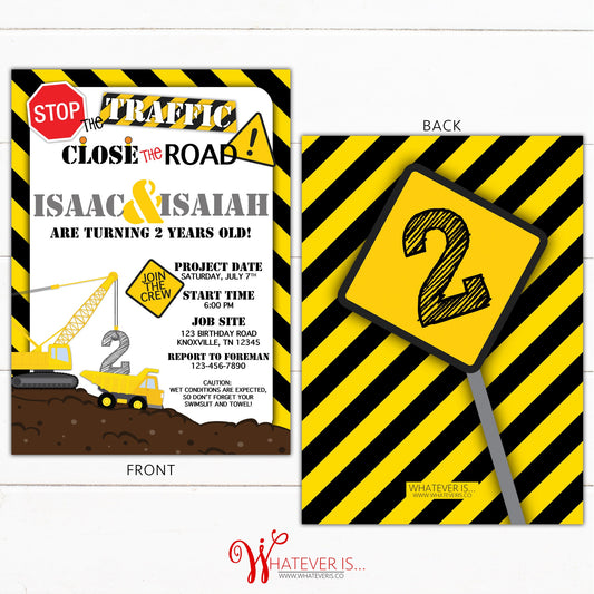 Construction Birthday Party Invitation