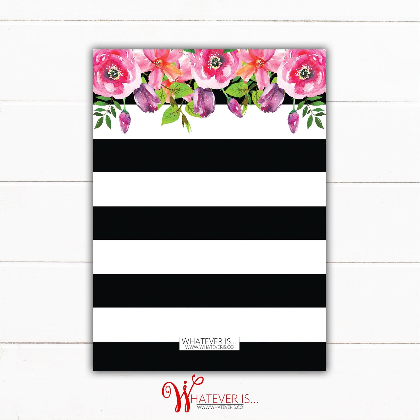 Floral Black and White Baby Shower Invitation | Black and White Baby Shower | Black and White Stripes | Floral Baby Shower | Printed | DIY