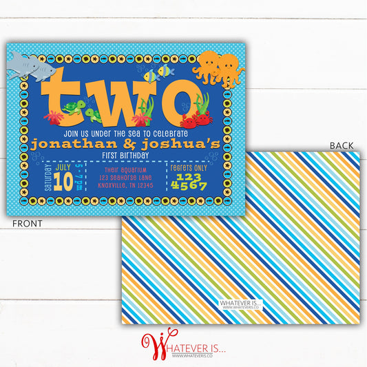 Under the Sea 2nd Birthday Invitation | Under the Sea Boy | Ocean Birthday | Fish Birthday | Under the Sea Boy Party | Printable Invitation