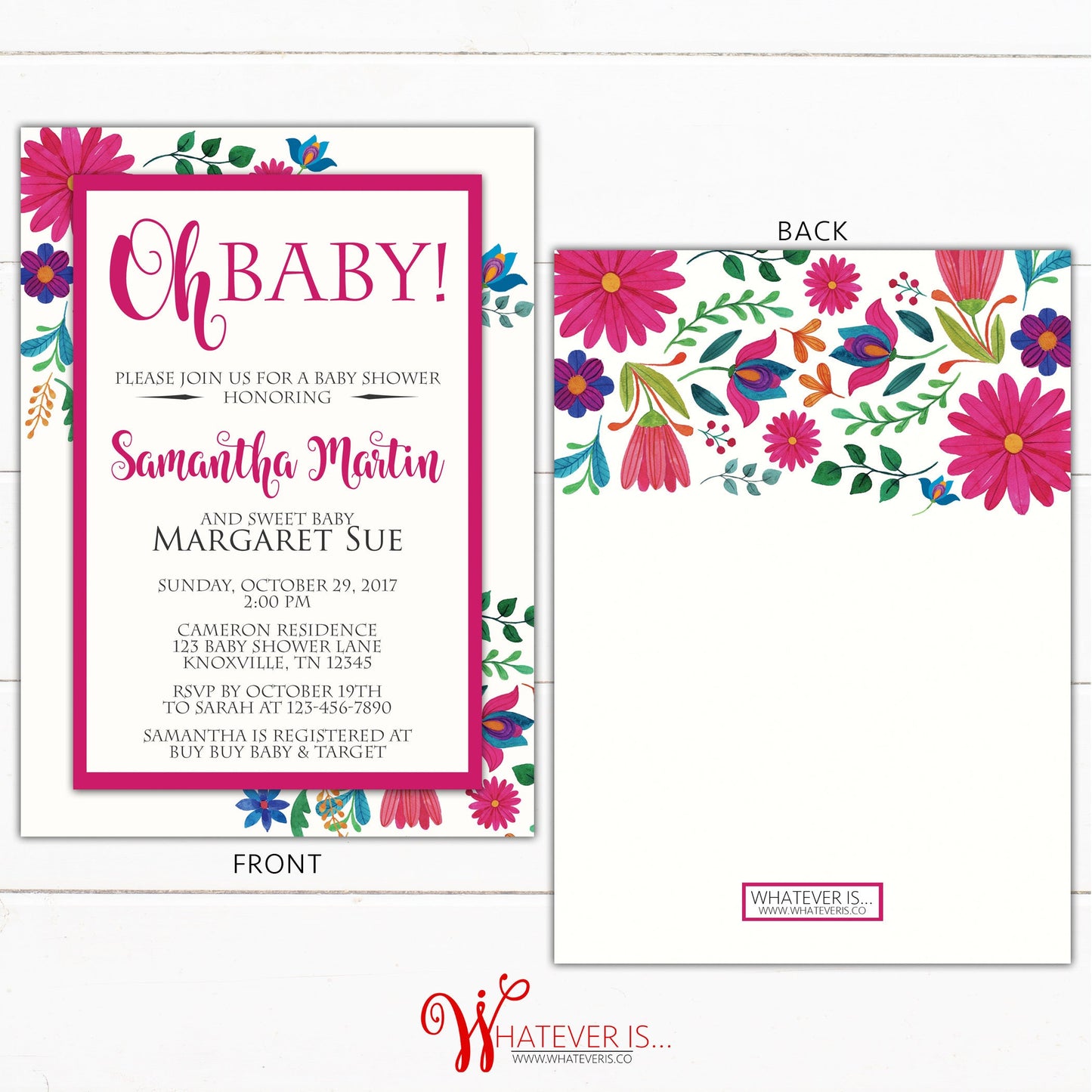 Oh Baby! Floral Baby Shower Invitation | Floral Baby Shower | Colorful Floral Baby Shower | Colorful Flowers Baby Shower | Printed | DIY