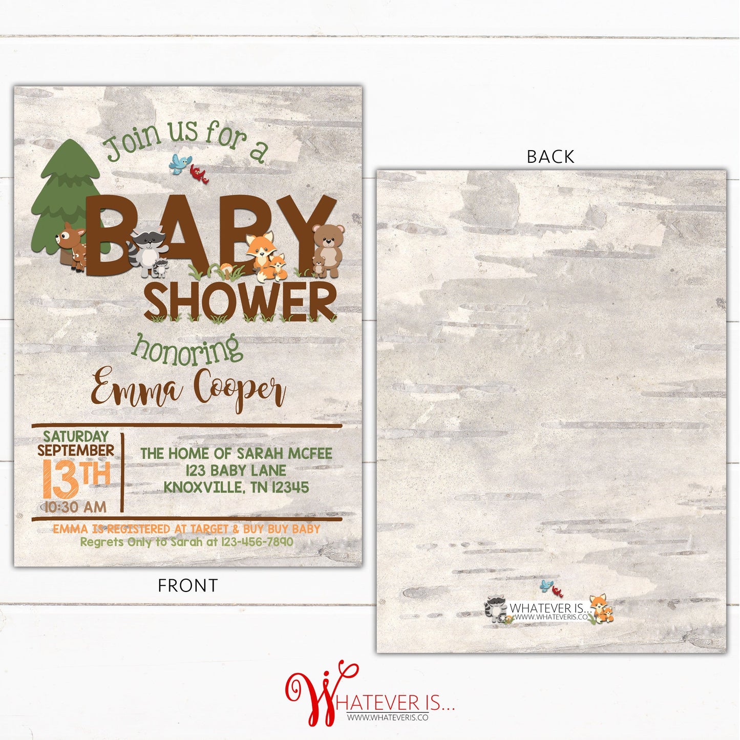 Woodland Baby Shower Printable Invitation | Woodland Animal Baby Shower | Baby Animal Baby Shower Printable Invitation | Forest Animals
