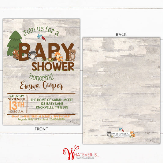 Woodland Baby Shower Printable Invitation | Woodland Animal Baby Shower | Baby Animal Baby Shower Printable Invitation | Forest Animals