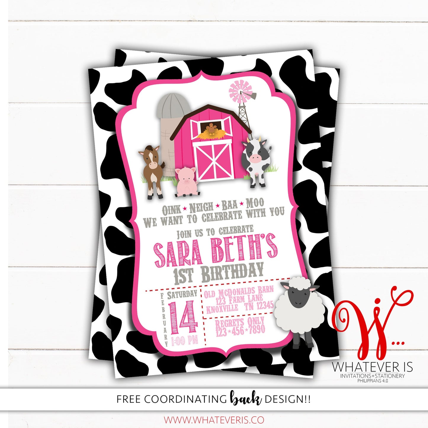Pink Barnyard Farm Birthday Printable Invitation | Girl Farm Birthday | Farm Birthday Invitation | Farm Animal Birthday | Pink Farm Birthday