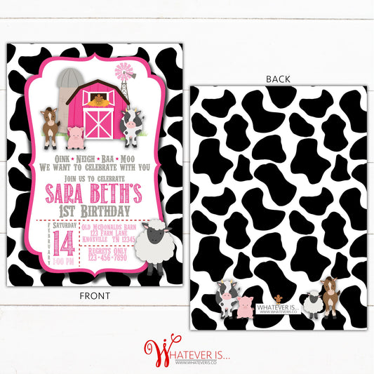 Pink Barnyard Farm Birthday Printable Invitation | Girl Farm Birthday | Farm Birthday Invitation | Farm Animal Birthday | Pink Farm Birthday