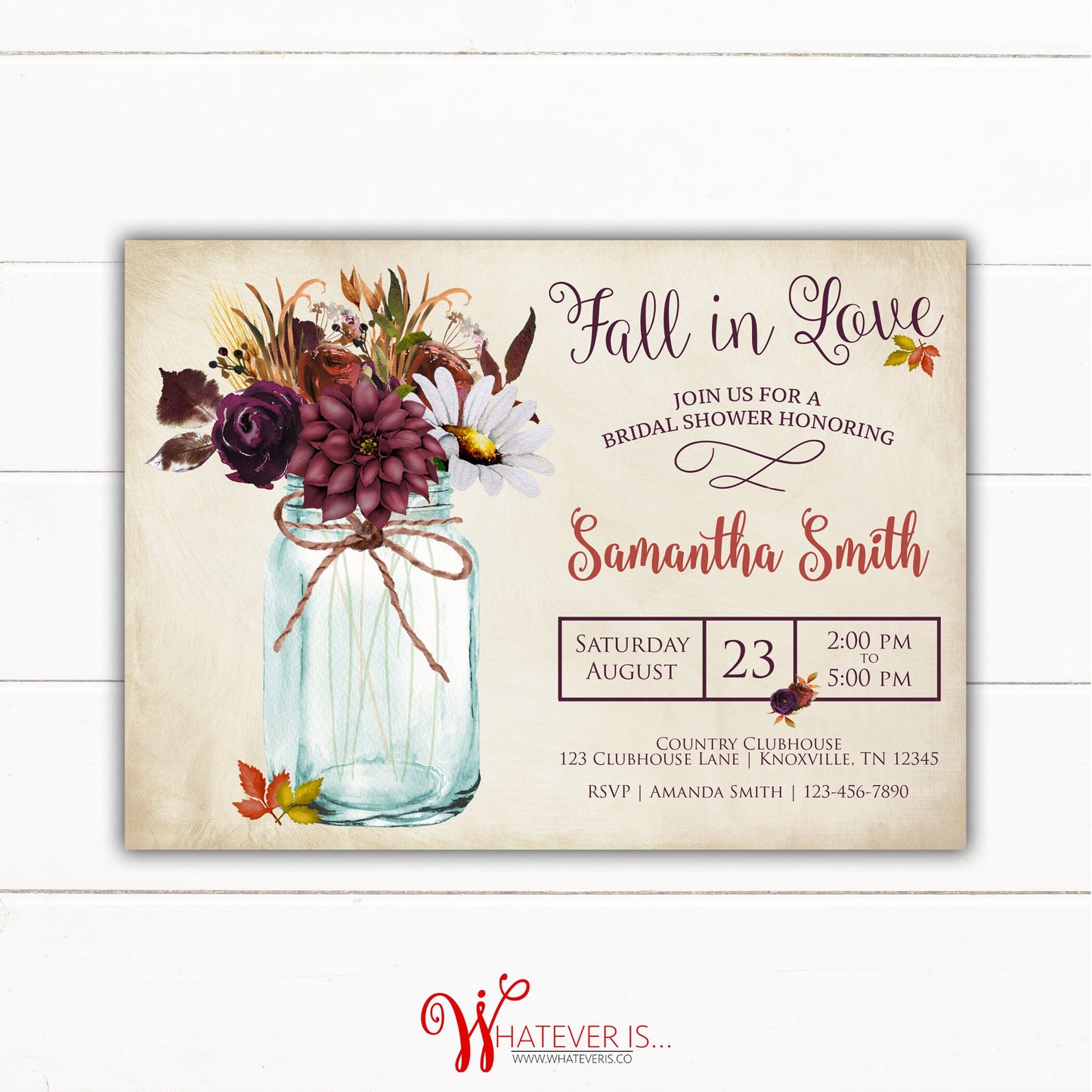 Rustic Fall In Love Bridal Shower Invitation | Fall Bridal Shower | Fall Wedding | Bridal Shower Invitation | Fall Printable Bridal Shower