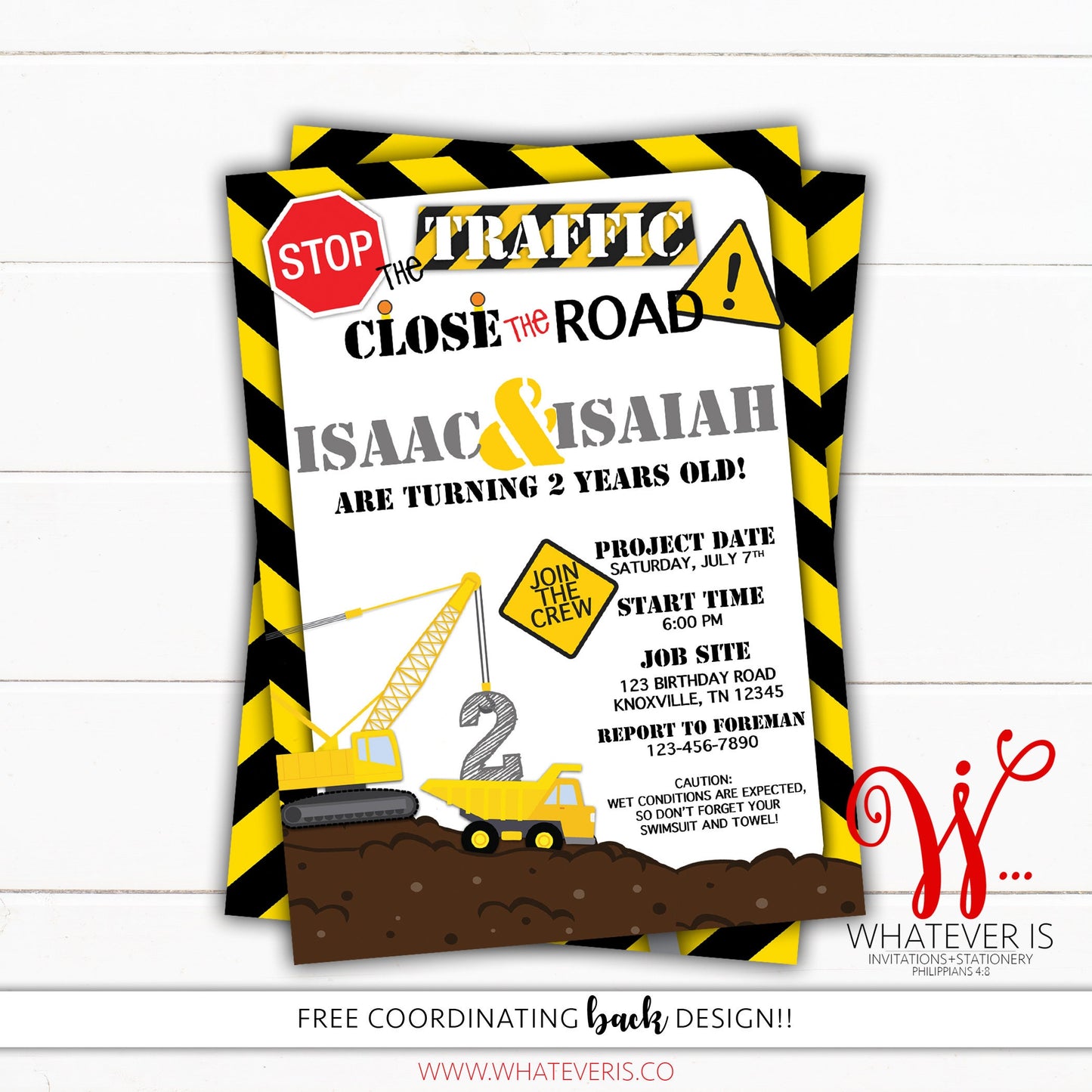 Construction Birthday Party Invitation