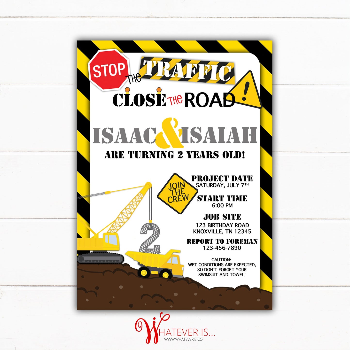 Construction Birthday Party Invitation