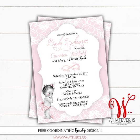 Shabby Chic Vintage Baby Shower Printable Invitation