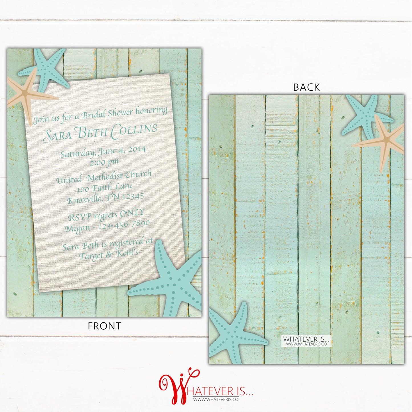 Starfish Bridal Shower Invitation | Nautical Beach Themed Bridal Shower | Beach Wedding | Starfish Wedding | Wedding Shower | Beach Wedding