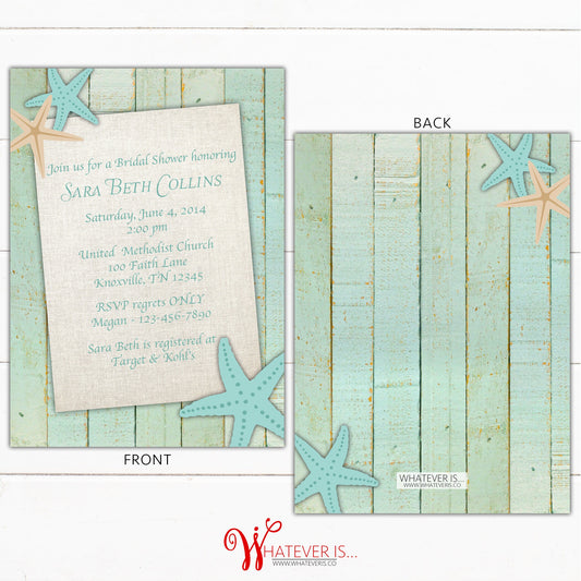 Starfish Bridal Shower Invitation | Nautical Beach Themed Bridal Shower | Beach Wedding | Starfish Wedding | Wedding Shower | Beach Wedding