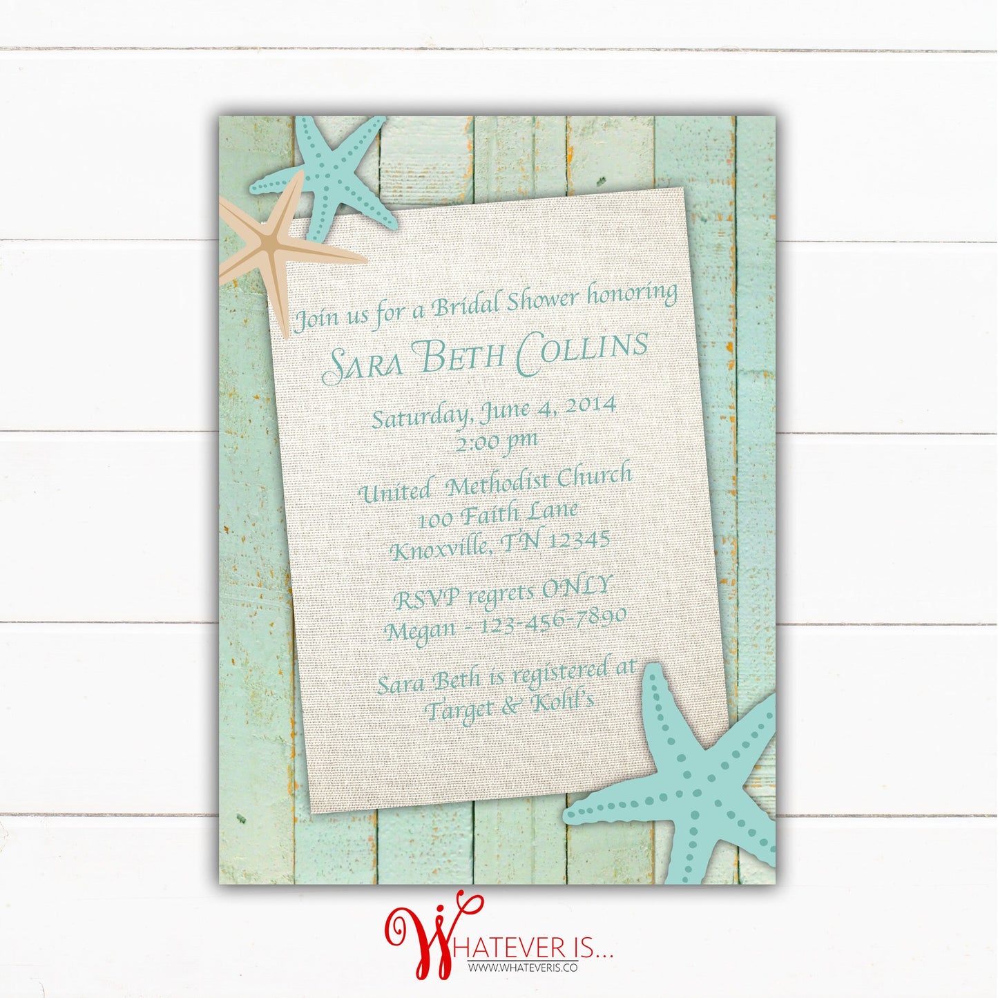 Starfish Bridal Shower Invitation | Nautical Beach Themed Bridal Shower | Beach Wedding | Starfish Wedding | Wedding Shower | Beach Wedding