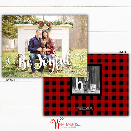 Be Joyful Buffalo Plaid Christmas Card