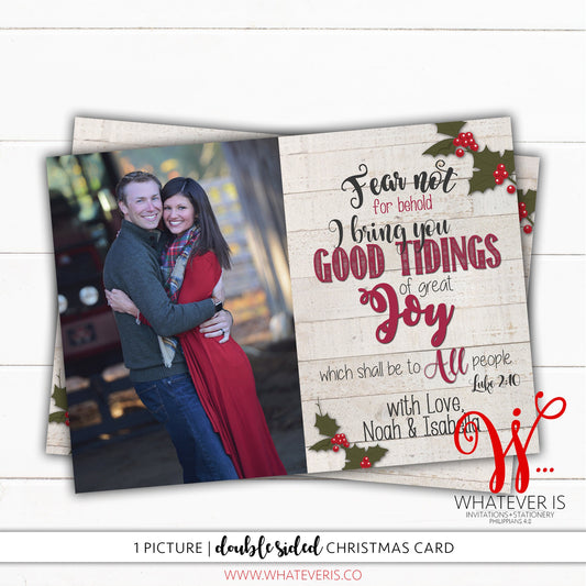 Good Tidings of Great Joy Christmas Card | Picture Christmas Card | Luke 2:10 | Christian Christmas Card | Double Sided Christmas Card