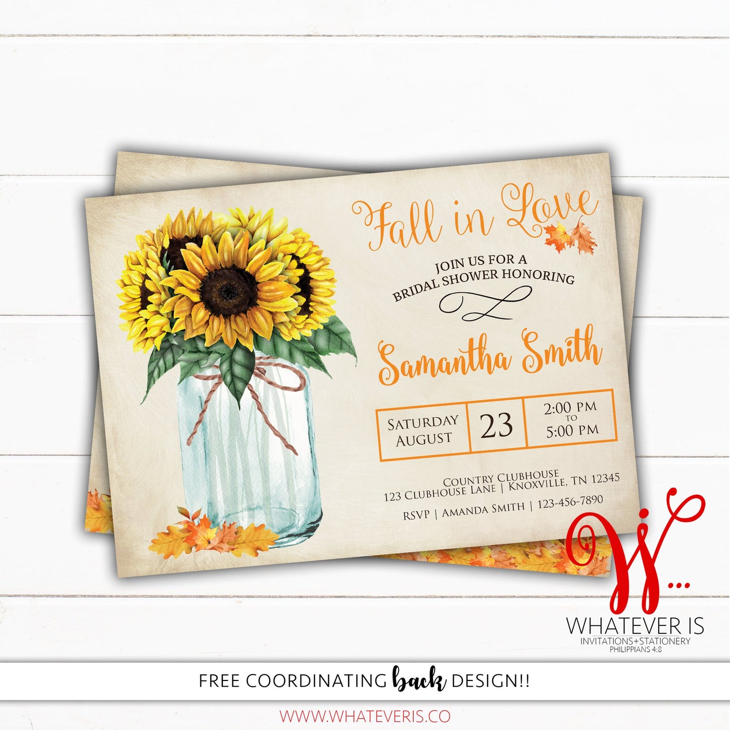 Fall In Love Bridal Shower Invitation | Fall Bridal Shower | Fall Sunflower | Bridal Shower Invitation | Fall Printable Bridal Shower