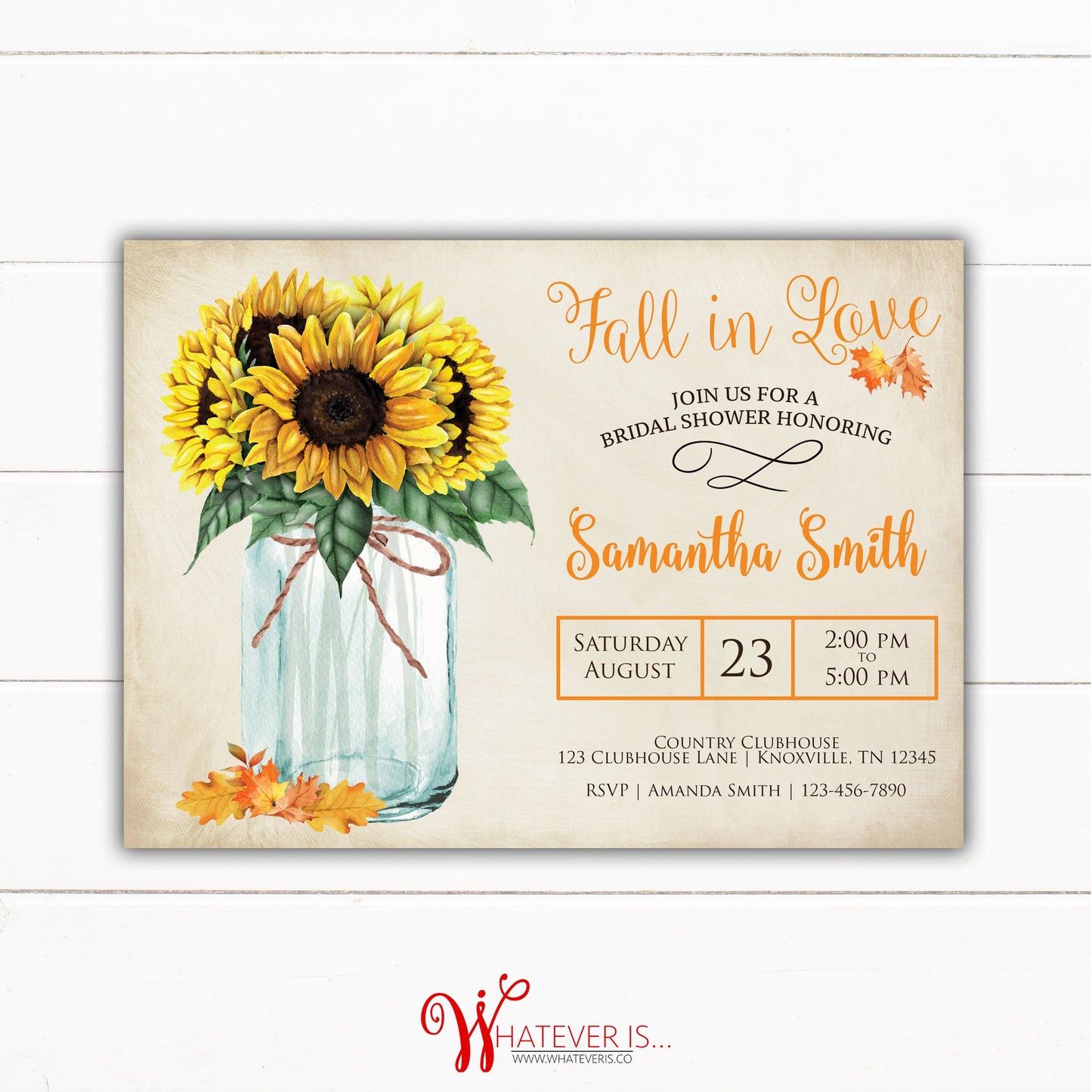 Fall In Love Bridal Shower Invitation | Fall Bridal Shower | Fall Sunflower | Bridal Shower Invitation | Fall Printable Bridal Shower