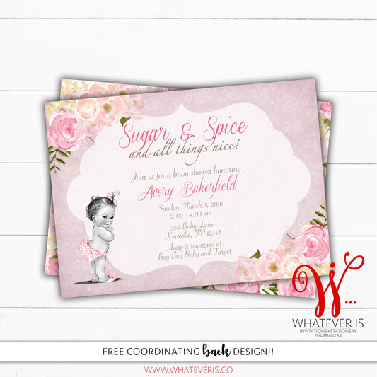 Sugar and Spice Floral Baby Shower Invitation | Vintage Baby Shower | Shabby Chic Floral Baby Shower Invitation | Girl Baby Shower Invite