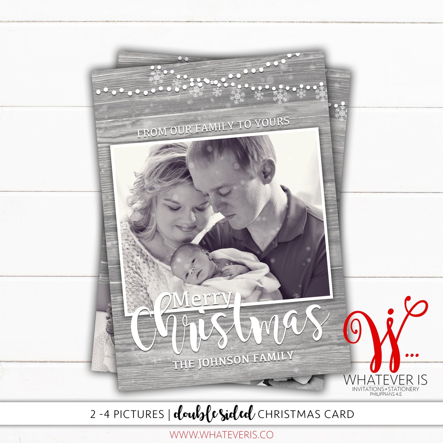 Rustic Snowflake Family Picture Christmas Card