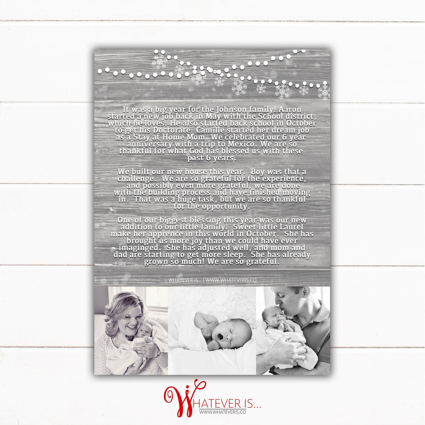 Rustic Snowflake Family Picture Christmas Card