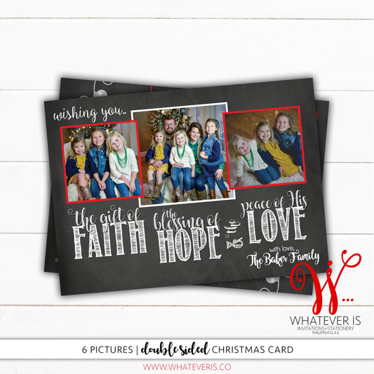 Faith Hope Love Christmas Card | Chalkboard Family Christmas Card | Picture Christmas Card | Year in Review Christmas Card | Holiday Card