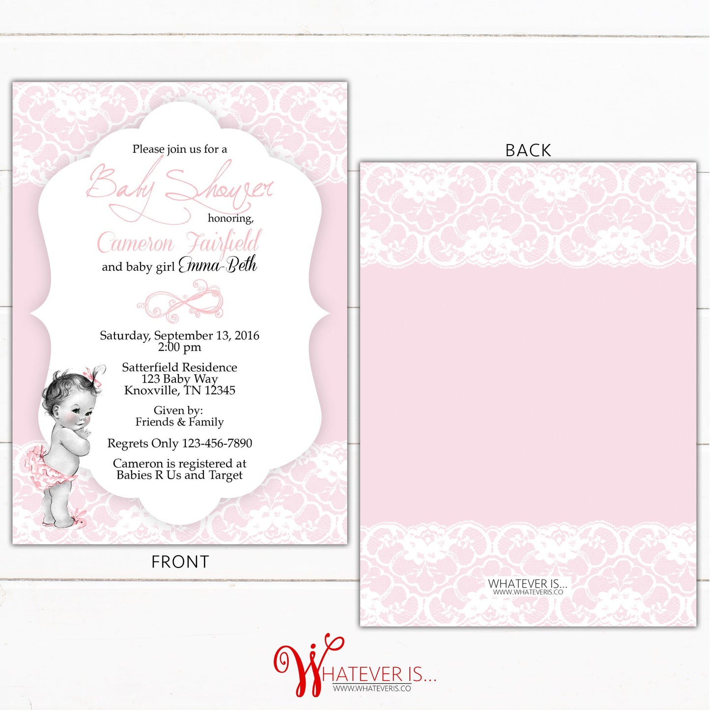Shabby Chic Vintage Baby Shower Printable Invitation