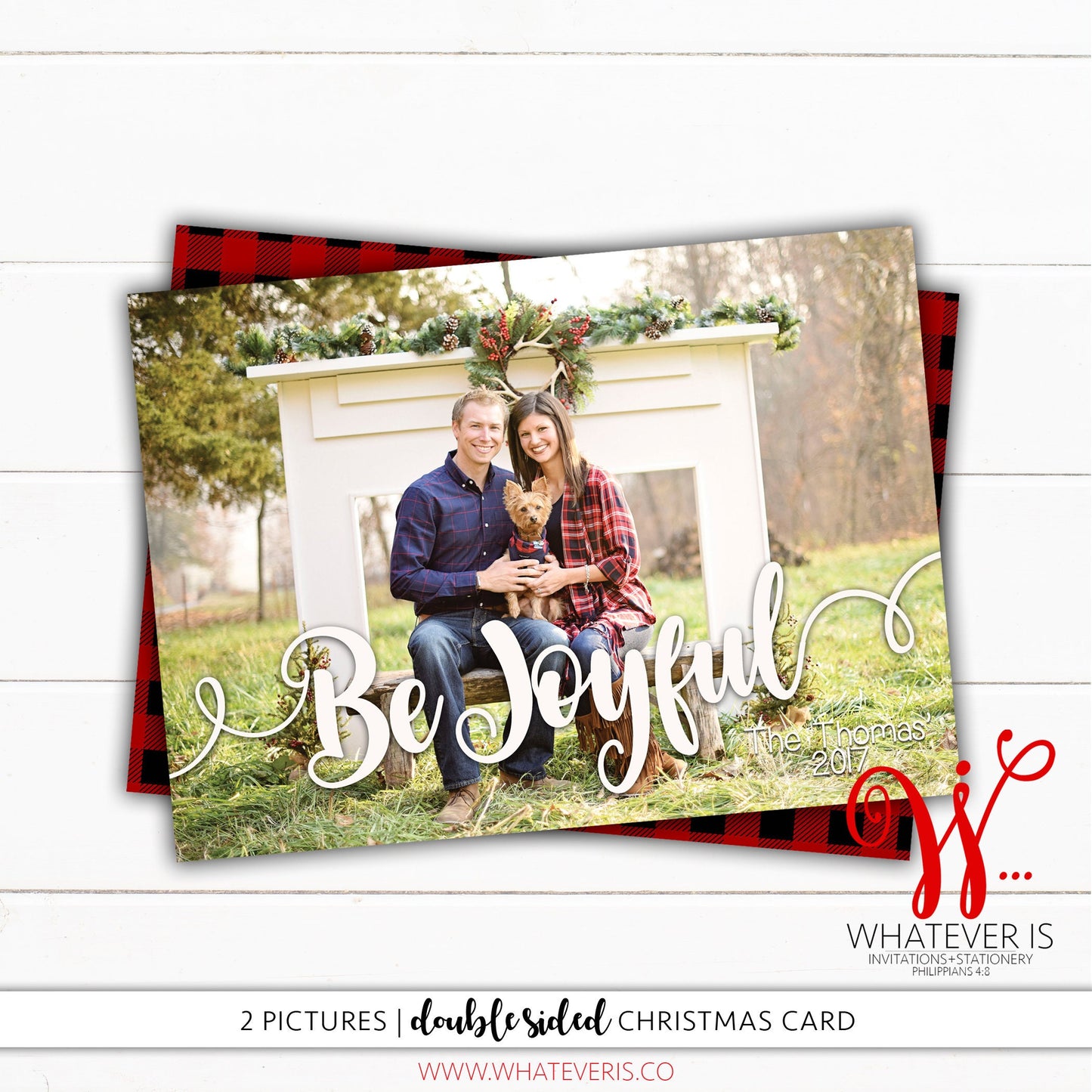 Be Joyful Buffalo Plaid Christmas Card