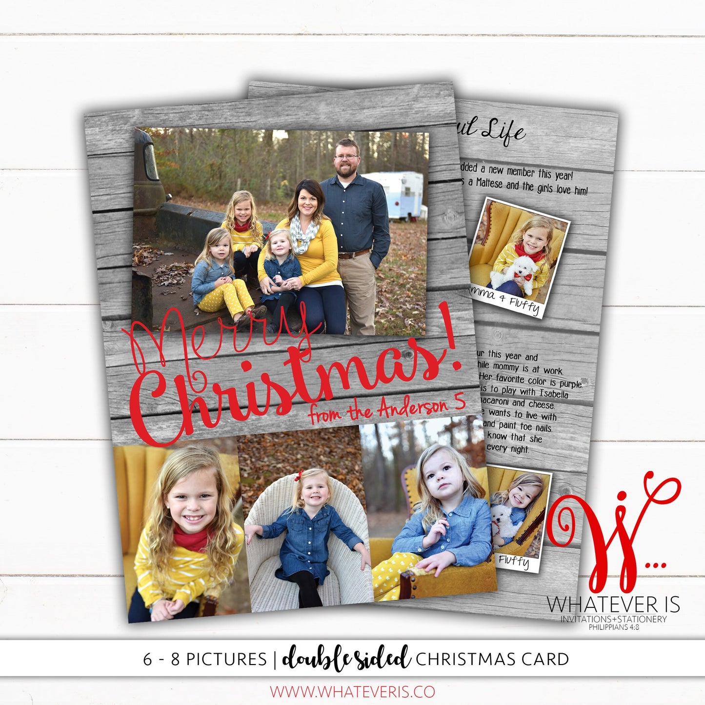 Year In Review Rustic Family Christmas Card